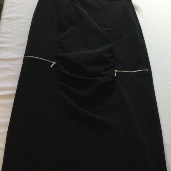 Iris Singer Skirt Women’s Size 8 Color Black Puckered Front Silver Zippers - Picture 7 of 12